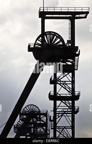 drei Frames der Grube der ehemaligen Grube Radbod, Deutschland, Nordrhein-Westfalen, Ruhrgebiet, Hamm Stockfoto