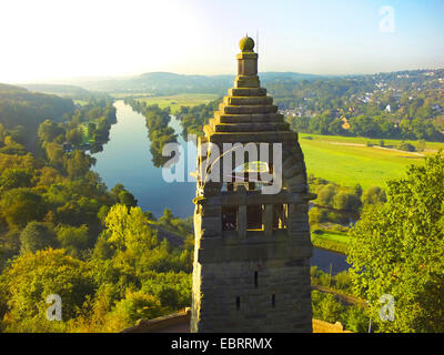 Luftbild, Berger-Denkmal auf dem Hohenstein mit Blick auf die Ruhr, Deutschland, Nordrhein-Westfalen, Ruhrgebiet, Witten Stockfoto