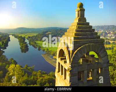 Luftbild, Berger-Denkmal auf dem Hohenstein mit Blick auf die Ruhr, Deutschland, Nordrhein-Westfalen, Ruhrgebiet, Witten Stockfoto