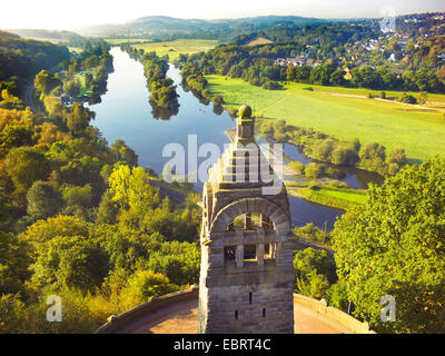 Luftbild, Berger-Denkmal auf dem Hohenstein mit Blick auf die Ruhr, Deutschland, Nordrhein-Westfalen, Ruhrgebiet, Witten Stockfoto