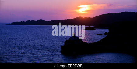 Leuchtturm Madonetta bei Sonnenuntergang im Süden der Insel Korsika, Frankreich, Korsika, Bonifacio Stockfoto