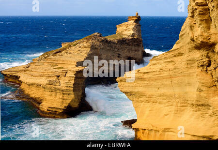 felsige Küste von Capo Pertusato, Frankreich, Corsica Stockfoto