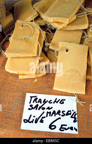 Seife zum Verkauf auf dem Markt, Frankreich, Alpes-Maritimes, Nizza Stockfoto