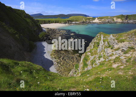 Sandstrand von Balnakeil Bay an der nördlichen Küste von Schottland, Großbritannien, Schottland, Sutherland Stockfoto