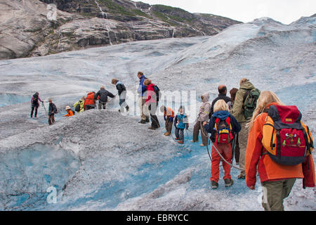 Gletscher Nigardsbreen, einem Gletscher Arm des Jostedalsbreen Gletscher, Norwegen, Jostedalsbreen Nationalpark unterwegs Stockfoto