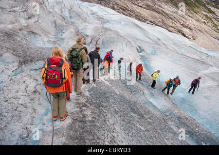 Gletscher Nigardsbreen, einem Gletscher Arm des Jostedalsbreen Gletscher, Norwegen, Jostedalsbreen Nationalpark unterwegs Stockfoto