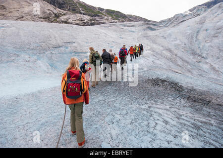 Gletscher Nigardsbreen, einem Gletscher Arm des Jostedalsbreen Gletscher, Norwegen, Jostedalsbreen Nationalpark unterwegs Stockfoto