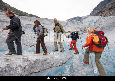 Gletscher Nigardsbreen, einem Gletscher Arm des Jostedalsbreen Gletscher, Norwegen, Jostedalsbreen Nationalpark unterwegs Stockfoto