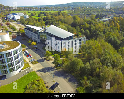 Luftbild auf Forschung und Entwicklung im Zentrum FEZ Witten und Zentrum Dental Research (ZBZ), Deutschland, Nordrhein-Westfalen, Ruhrgebiet, Witten Stockfoto