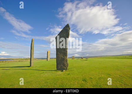 Standing Stones of Stenness, neolithische Henge, Großbritannien, Schottland, Orkney, Orkney Festland Stockfoto