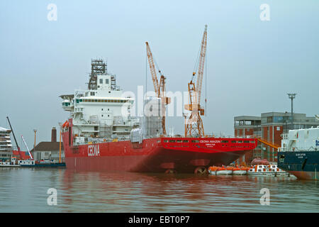 Ceona Amazon Offshore-Rohrverlegung und Bau Schiff, Deutschland, Bremerhaven Stockfoto