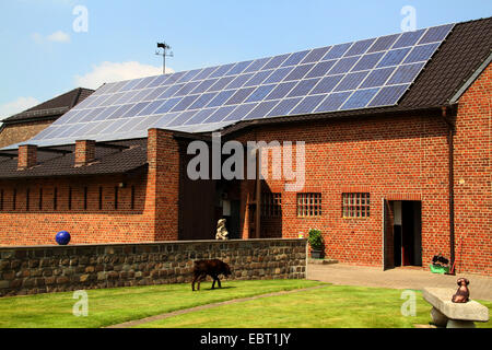 Sonnenkollektoren auf dem Dach eines Bauernhauses Stockfoto