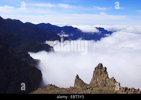 Caldera de Taburiente Morgen Licht, Kanarische Inseln, La Palma, Mirador Los Andenes Stockfoto