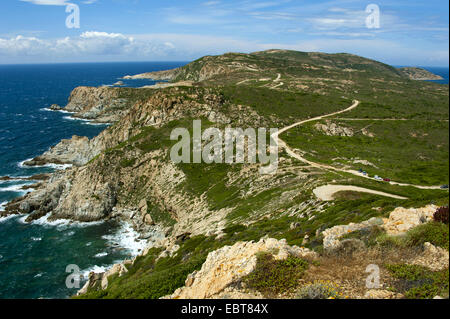 felsige Küste Landschaft, Frankreich, Korsika, Pointe De La Revellata, Calvi Stockfoto