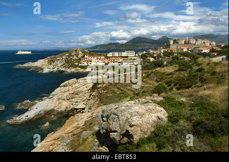 felsige Küste Landschaft, Frankreich, Korsika, Calvi Stockfoto