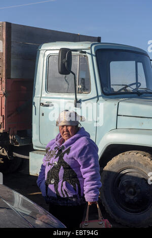 Viehmarkt in Karakol, Kirgistan, Asien Stockfoto