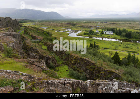 historische Althing Stätte, Island, Almannagja, Pingvellir Nationalpark Stockfoto