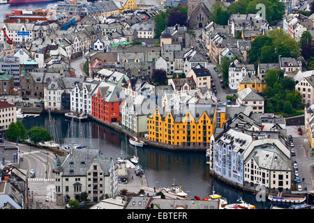 Blick auf Stadt, Norwegen Alesund Stockfoto