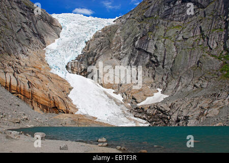 Briksdalsbreen Gletscher, Norwegen, Jostedalsbreen Nationalpark Stockfoto