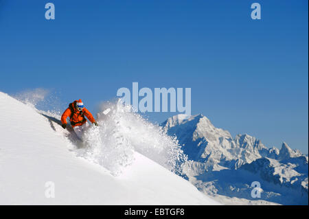 Abseits der Piste in La Plagne ski Ressort, Frankreich, Savoie Stockfoto