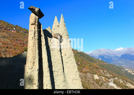 Pyramiden von Euseigne, Schweiz, Wallis Stockfoto