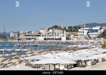 alte Stadt und Strand, Cannes, Cote ´ Azur, Frankreich Stockfoto