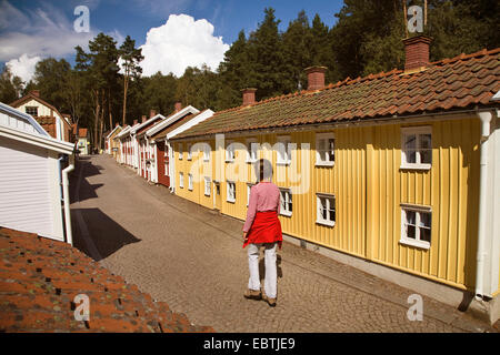 Mädchen im Thema Parken Astrid Lindgren Vaerld, Astrid Lindgren World, Schweden, Smaland, Vimmerby Stockfoto