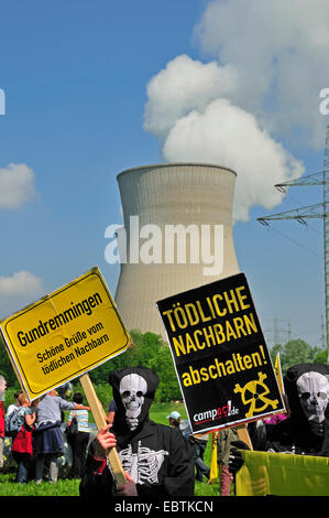 Anti-Atom-Demonstration in der Nähe von Kernkraftwerk Grundremmingen, Deutschland, Bayern, Gundremmingen Stockfoto