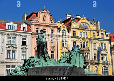 Jan Hus-Denkmal gemacht von Ladislav Saloun am Altstädter Ring, Tschechische Republik, Prag Stockfoto