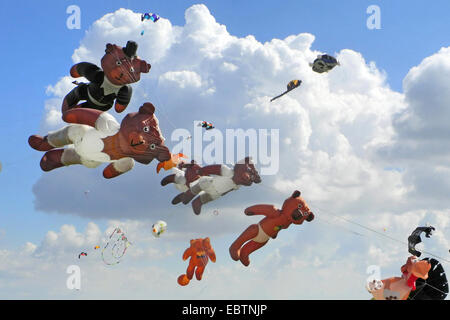 Kites auf dem Drachenfest in Schillig, Deutschland, Niedersachsen, Friesland, Wangerland Stockfoto