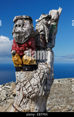 Holzskulpturen Vestkapp Norwegen, Stadlandet, Sogn Fjordane, Vestkapp Stockfoto