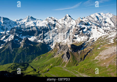 Jungfraumassiv vom Schilthorn-Gipfel, Schweiz, Berner Oberland Stockfoto