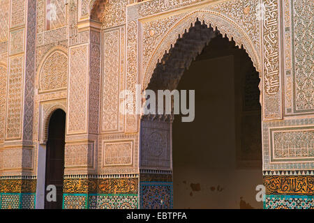 Koranschule Bou Inania, Meknes, UNESCO-Weltkulturerbe, Medersa Bou Inania, Marokko, Maghreb, Nordafrika Stockfoto