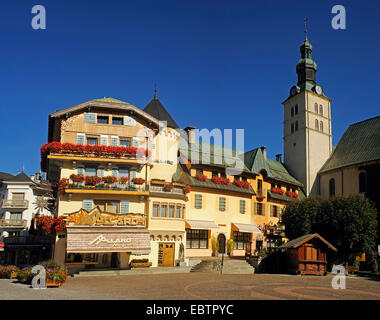 zentralen Platz der Stadt, Frankreich, Haute Savoie, Megeve Stockfoto