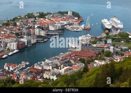 Blick auf Bergen, Norwegen, Hordaland, Bergen Stockfoto