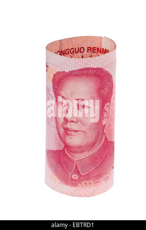 rollte Yuan Note, China Stockfoto