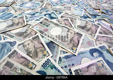 viele japanische Yen Banknoten, Japan Stockfoto