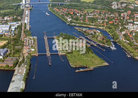 Nord-Ostsee-Kanal und Watergate Holtenau, Deutschland, Kiel Stockfoto