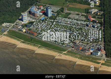 Sahlenburg in der Nähe von Cuxhaven mit Hotels, camping Ground und Strand, Deutschland, Niedersachsen, Sahlenburg Stockfoto