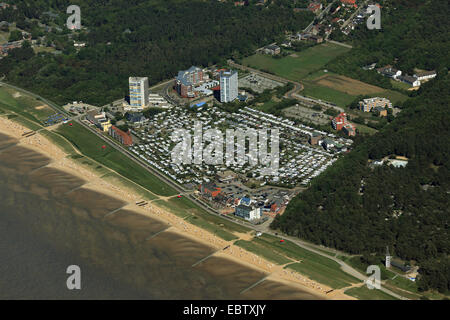 Sahlenburg in der Nähe von Cuxhaven mit Hotels, camping Ground und Strand, Deutschland, Niedersachsen, Sahlenburg Stockfoto