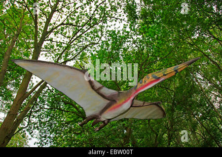 Pterodactylus (Pterodactylus), fliegen in einem Wald Stockfoto