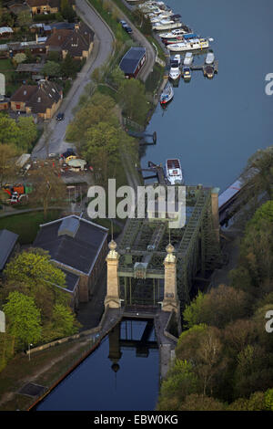 Industrielle Museum Schiff heben Henrichenburg am Dortmund-Ems-Kanal in den Morgen, Waltrop, Ruhrgebiet, Nordrhein-Westfalen, Deutschland Stockfoto