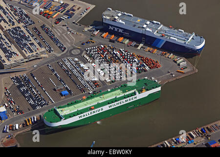 Autotransporter im Hafen von Bremerhaven, Bremerhaven Stockfoto