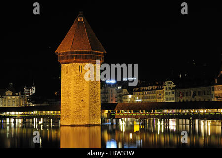 Kapellbruecke, Kapellbrücke in Luzern am Vierwaldstättersee, Schweiz Stockfoto