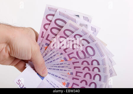 500 Euro Banknoten in einer hand Stockfoto