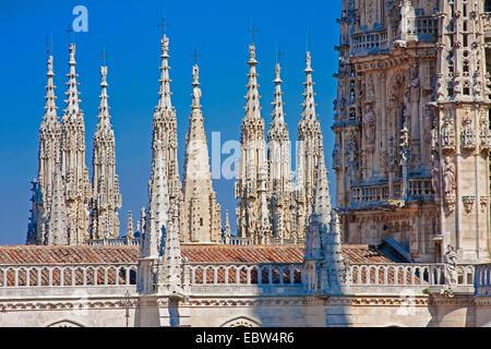 Pinnacles in der Kathedrale Dach, Spanien, Kastilien und Le¾n, Burgos Stockfoto
