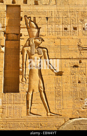 Wandrelief im Philae Tempel, Ägypten, Assuan Stockfoto