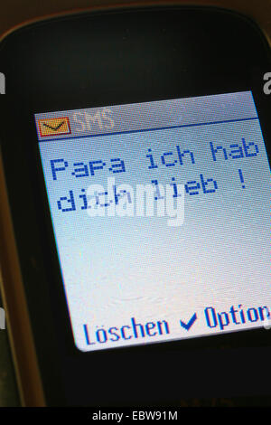 SMS in Deutsch, dady, ich liebe dich, Mama, Ich Liebe Dich! Stockfoto