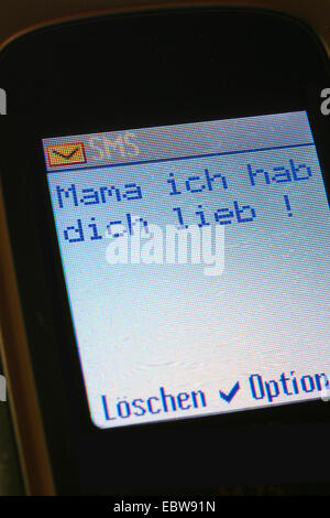 SMS in Deutsch, Mama, ich liebe dich, Mama, Ich Liebe Dich! Stockfoto