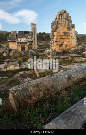 Tel Kedesh (Kedesh Hügel) Nationalpark. Römischer Tempel Ruinen. Israel Stockfoto